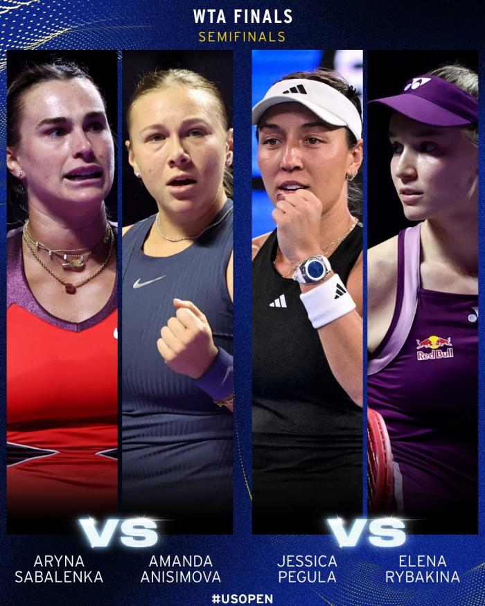 WTA 파이널스 라운드 로빈 결과 4강에 오른 선수들