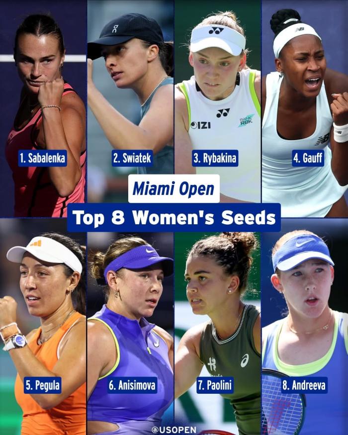 여자 단식 시드 8번 까지 의 선수들